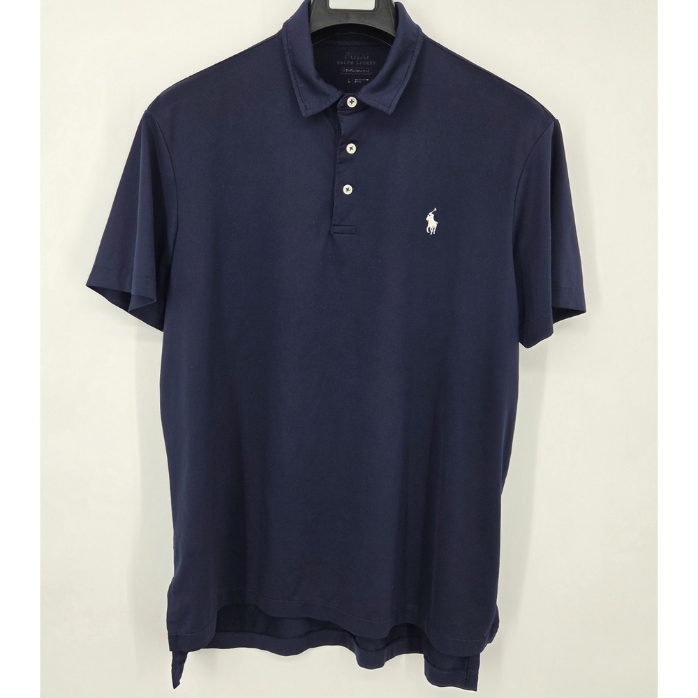 Polo Ralph Lauren Performance Polo Shirt Men's Large Navy Blue White Pony